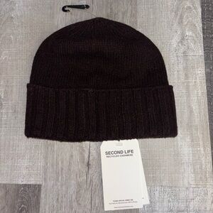 🥥NWT Tesma Cashmere Brown Folded Cuff Beanie